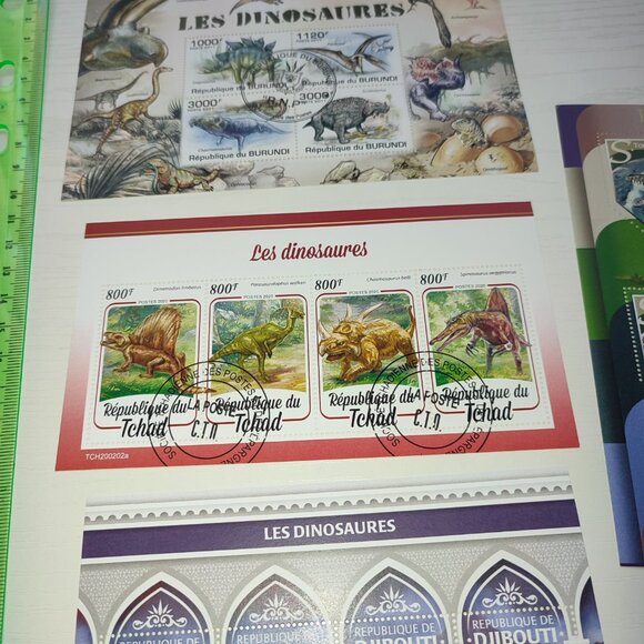 Dinosaurs Lot 4 Stamp Mini Sheets Prehistoric Fauna Collectible Art Frame Craft - Picture 5 of 7